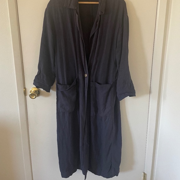 ESBY Baronne Linen Duster XS in Navy - Picture 2 of 8